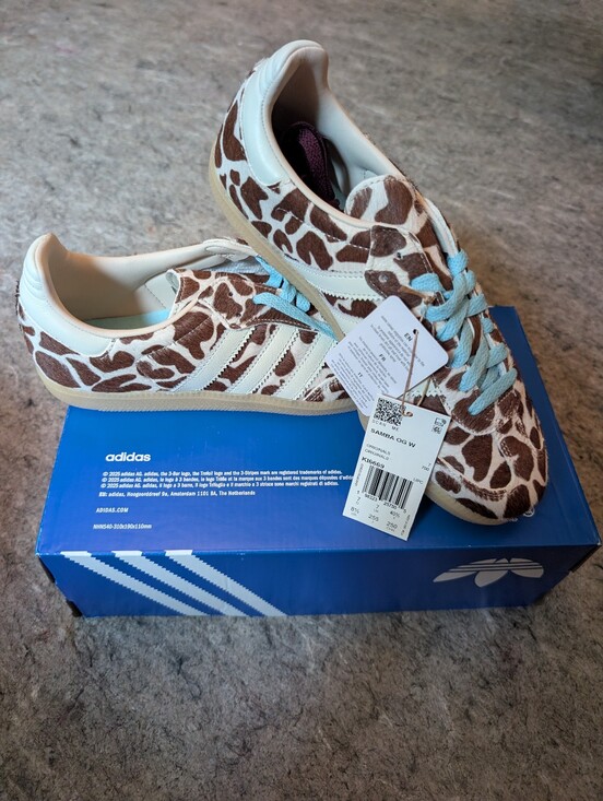 adidas Shoes - adidas Samba OG Giraffe Print Sneakers - Brown, White & Light Blue Size 8.5